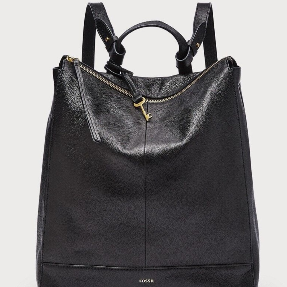 Fossil Black Leather Backpack